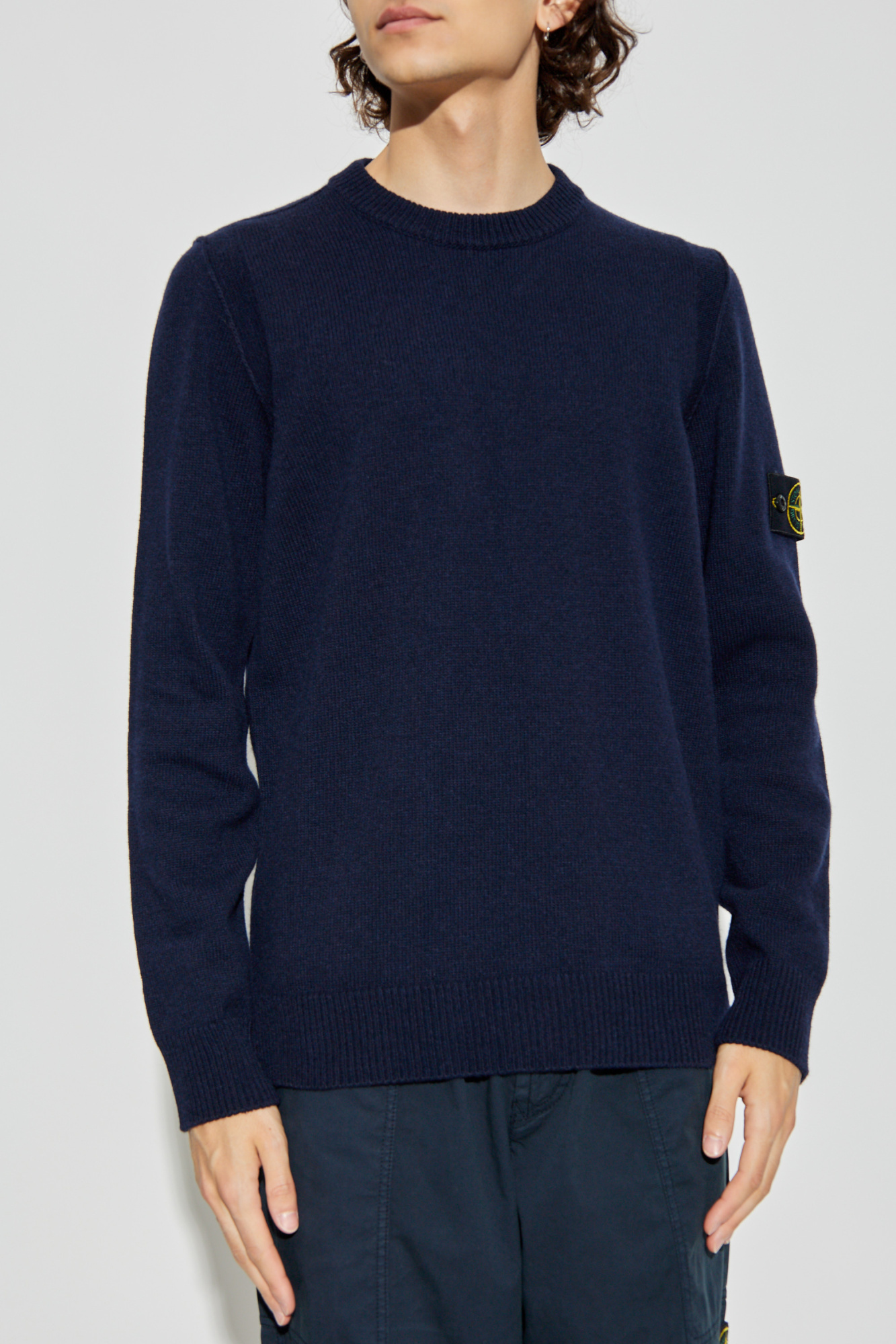 トップス stone  crew neck knit sweater navy Navy blue Sweater with logo Stone Island - Vitkac Canada